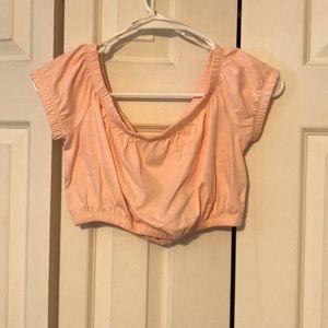 Peach/salmon off the shoulder crop top